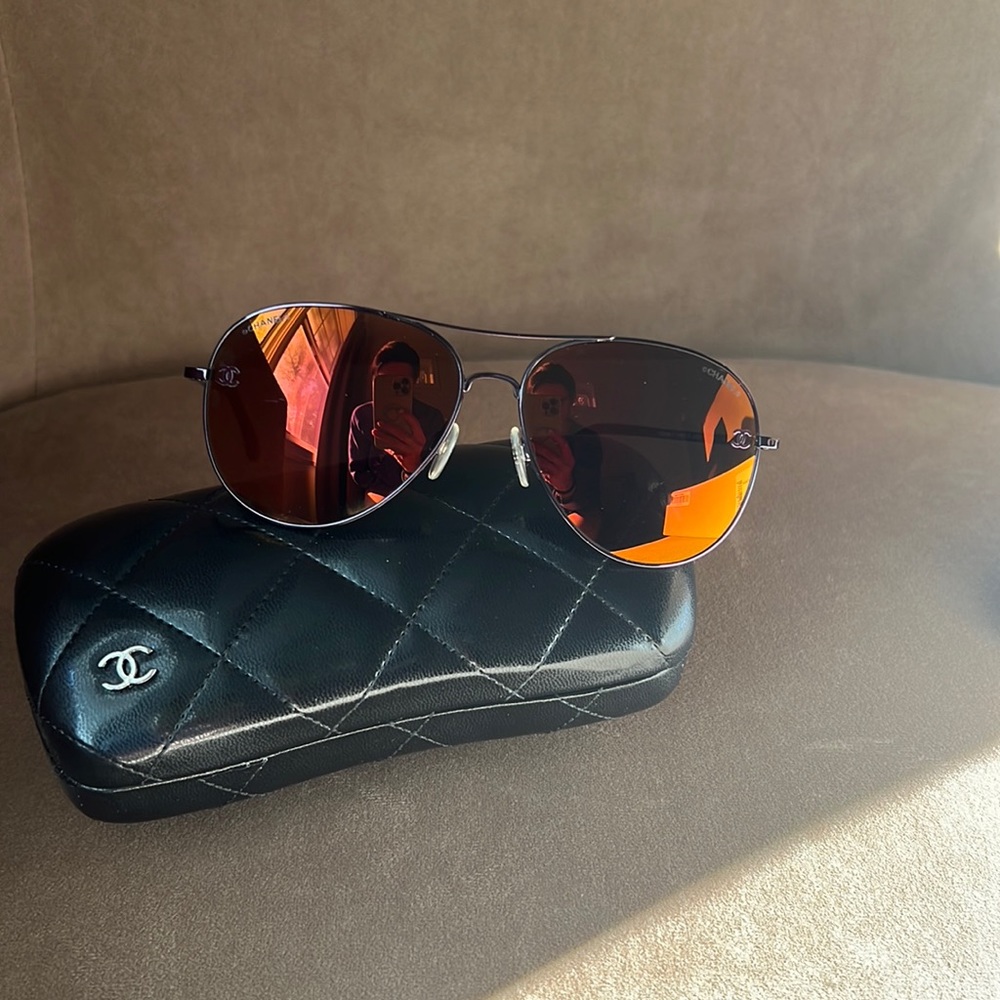 CHANEL Classic Pilot Aviators (Red and Black)